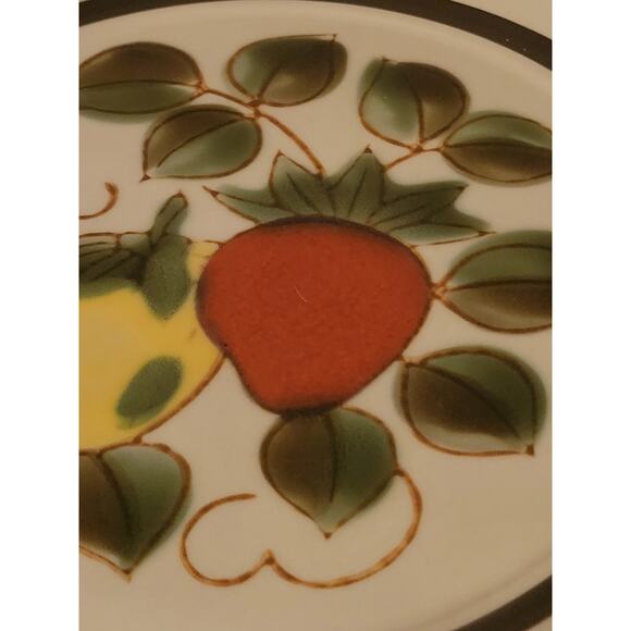 Vintage MCM 70s Strawberry Stoneware Dinner Plates Sears Japan HandPainted Set 2 - Picture 7 of 8